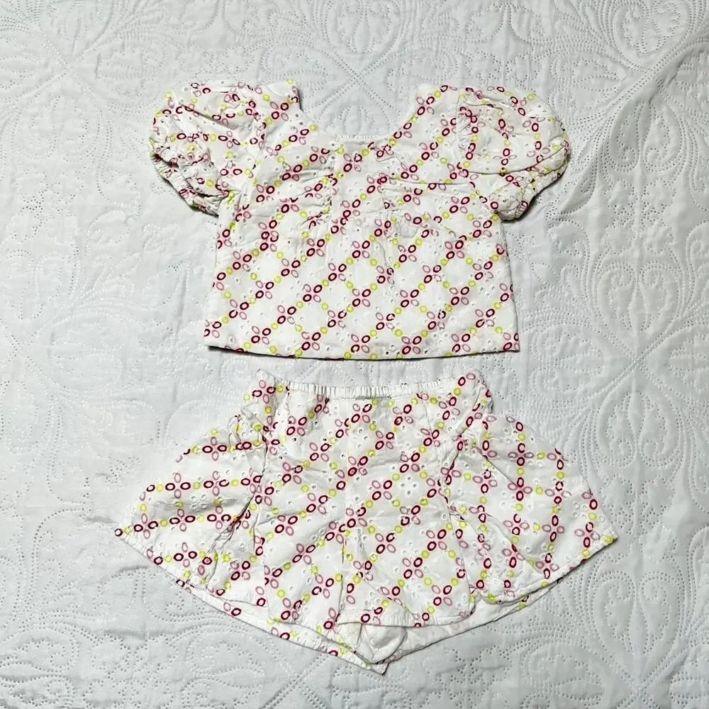 Habitual Kids Eyelet Lace Boho Baby Outfit Size 12m